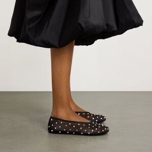 OPEN EDIT Women's Black Lennox Rhinestone Mesh Flat  SIZE 8